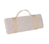 Les Jardins de la Comtesse - Nappe de Picnic Carrée “ Beige à Pois Blancs “ - Coton et Revers Etanche Polyester - 140 x 140 cm - 2/4 Personnes - Couverture/Tapis de Picnic livrée avec Porte-Nappe