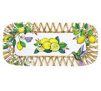 Les Jardins de la Comtesse - Petit Plateau rectangulaire en Mélamine - Citrons jaunes - Gateaux/Cake - Plat Long de Présentation - Capri - Collection Vaisselle MelARTmine - 37,5 cm