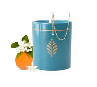 Les Merveilleuses | Bougie Bijou Parfum Fleur d'Oranger | Céramique Bleu | Bracelet Perles Bleues Plaqué Or 18 Carats | Cire Colza 100% Naturelle | Cadeau Femme | 470g