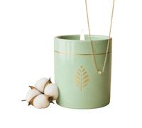 Les Merveilleuses Bougie-Bijou Verte Parfum Coton | Collier Solitaire Cristal Premium & Plaqué Or 18 Carats | Bougie Parfumée Prête à Offrir | Cadeau Femme Élégant | Fabrication Française | 470g