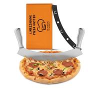 Les Plaisirs Du Chef - Coupe-Pizza Professionnel 30,5 cm - Roulette Pizza Mezzaluna en Acier Inoxydable - Couteau à Pizza Berceau Ergonomique - Découpe Nette d’un Seul Geste
