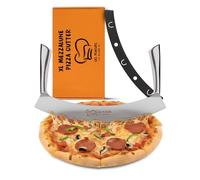 Les Plaisirs Du Chef - Coupe-Pizza Professionnel 35,5 cm - Roulette Pizza Mezzaluna en Acier Inoxydable • Couteau à Pizza Berceau Ergonomique • Découpe Nette d’un Seul Geste