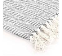 [LES SOLDES]Gris Couverture coton à chevrons 160x210 cm Gris,Poids 2.88 Kg@425225