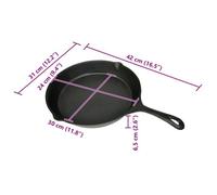 [LES SOLDES]Noir Poêle de gril Fonte 30 cm Ronde,Poids 3.5 Kg@813703