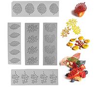 Les-Theresa 5 Pcs Tapis à Dentelle, Moule Silicone en Forme de Feuille, Moule en Silicone pour Dentelle, Tapis de Dentelle pour Pâte à Sucre, Chocolat, Fondant, Beurre (01)