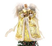 Les-Theresa Topper De Sapin De Noel Ange, Ange de Noël Haut du Sapin de Noël Lumineuse, Figurine de Ange Decoration Sapin pour intérieur extérieur et décoration de Maison Festive (Or)