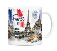 Les trésors d'érable Mug France Carte Postale - Paris, Mont-Saint-Michel & Gastronomie - Tasse Céramique Blanche 330 ml - Souvenir & Cadeau France - Imprimé en France - EveryMug