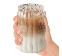 Les verres nervurés 530 millilitres Vintage Style ondulé et mignon | Tasse à eau en verre nervurée adaptée pour jus, boissons, bière, thé, cocktail, boissons, bar à la maison et sur le