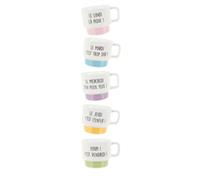 Les Vilaines Filles LA Chaise Longue - Tasses à Café x5 Céramique New Bone China - Design Empilable Multicolore - Ø 10.5 x 7.5 x 8.2 cm - Coffret Semaine