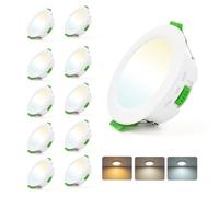 Leselux 5W Spot LED Encastrable Extra Plat IP44 Spots LED 230V, Lot de 10 | Spot Salle de Bain 3000K Blanc Chaud 4000K Blanc Neutre 6000K Blanc Froid 380LM, Trou 65-80mm, pour Salon Cuisine Chambre