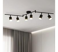 Leselux Luminaire Plafonnier LED 6 Spots Orientable Noir GU10, Sans Ampoule | Moderne Plafonnier Spot, Spots et Rails de Spots, Éclairage da Plafond en Métal, Luminaire Spot Plafond pour Cuisine Salon