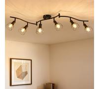Leselux Plafonnier 6 Spots LED Orientable E14, Éclairage da Plafond Noir | Métal Spots et Rails de Spot, Industriel Luminaire Plafonnier Intérieure pour Cuisine Salon Couloir Chambre, Sans Ampoule