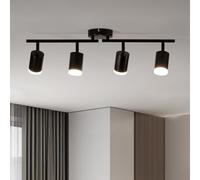 Leselux Plafonnier LED 4 Spots Orientable GU10 Noir, Sans Ampoule