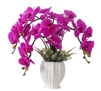 LESING Fleurs artificielles Ochidées en Pot avec Vase pour décoration d'intérieur (Style 4, Vase Blanc)