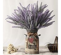 LESING Fleurs de Lavande artificielles avec Vase, Fausses Plantes de Lavande dans Un Vase décoratif en métal, Fleurs Vintage rustiques pour la décoration de la Maison et de la Ferme (Famille, Violet)