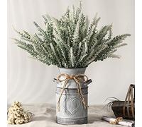 LESING Fleurs de Lavande artificielles avec Vase, Fausses Plantes de Lavande dans Un Vase décoratif en métal, Fleurs Vintage rustiques pour décoration de Maison et de Ferme (Cœur, Blanc)
