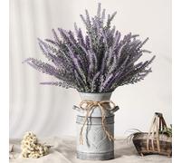 LESING Fleurs de Lavande artificielles avec Vase, Fausses Plantes de Lavande dans Un Vase décoratif en métal, Fleurs Vintage rustiques pour décoration de Maison et de Ferme (Cœur, Violet)
