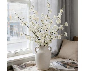 LESING Lot de 4 Fleurs de Cerisier artificielles en Soie pour Mariage, Maison, Bureau, fête (Blanc-1)