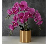 LESING Orchidée artificielle avec vase, orchidée blanche, bonsaï, orchidée phalaenopsis pour décoration de la maison (violet, vase doré)