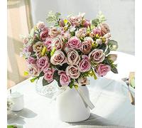 LESING Rose Artificielle en Soie avec Vase - Bouquet de Fleurs artificielles pour Mariage, Maison, Bureau, fête, décoration de Table (Violet)
