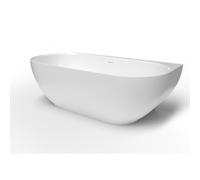 Lesly 170 x 82 cm Baignoire semi-îlot en marbre coulé, blanc (LE1700)