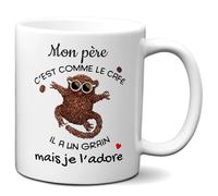 L'Esprit Des Anges Tasse-Mug Cadeau Papa - Mon Père c'est comme le Café il a un Grain- Idée Humour Original Anniversaire Fête de Pères