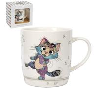 Lesser & Pavey Bug Art Keira Kitten Tasse pour boissons chaudes | Tasses en porcelaine fine pour cuisine et maison | Tasses en céramique réutilisables pour toutes les occasions | Tasses à thé durables