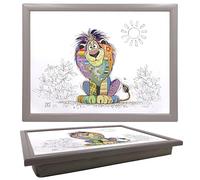 Lesser & Pavey Bug Art Louis Lion Plateau pour Servir la Nourriture et Le Petit déjeuner | Plateaux Confortables avec Coussin Pouf pour collations et dîners | Plateau de Service Durable pour Manger