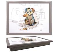 Lesser & Pavey Bug Art Pedro Pup Plateau pour servir la nourriture et le petit déjeuner | Plateaux confortables avec coussin poire pour collations et dîners | Plateau de service durable pour manger