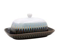 Lesser & Pavey Elements Beurrier émaillé réactif | Garde-beurre recouvert de céramique | Rangement de cuisine élégant | Vaisselle artisanale moderne pour petit déjeuner, brunch ou utilisation