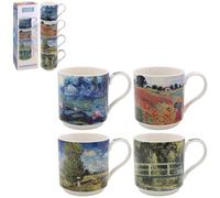 Lesser & Pavey Lot de 4 tasses empilables | Design britannique pour toutes les cuisines | Tasses empilables pour cuisines modernes avec de jolis motifs (Claude Monet Stacking S4)