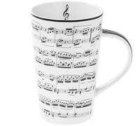 Lesser & Pavey LP93667A Tasse à latte en porcelaine fine - Motif de musique, Blanc/Noir