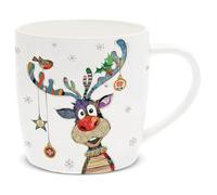 Lesser & Pavey Mug Rudolph pour boissons chaudes | Tasses à café réutilisables en porcelaine fine pour la cuisine et la maison | Tasses à thé imprimées durables pour toutes les occasions | Tasse