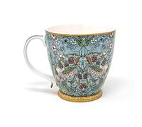 Lesser & Pavey Tasse à café et thé en porcelaine fine avec grande anse Motif voleur de fraises Bleu sarcelle