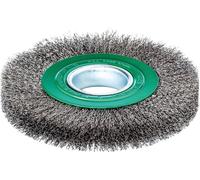 LESSMANN Brosse circulaire inox 200x24/27mm,ondulée 0,3mm, Granulométrie:nv, Exécution:Ondulée, Epaisseur fil:0,3 mm, Ø brosse:125 mm, Longueur garniture:27 mm
