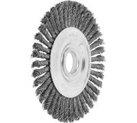 Lessmann Brosse ronde étroite droite, fil d'acier 0,50 mm, ⌀ de la brosse x ⌀ de l'alésage 125 x 22 mm