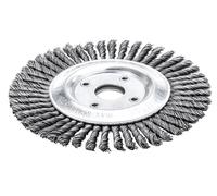 Lessmann Brosse ronde étroite droite, fil d'acier 0,50 mm, ⌀ de la brosse x ⌀ de l'alésage 125 x 22 mm