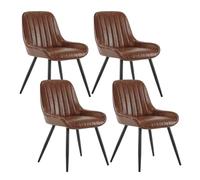 Lestarain Lot de 4 Chaises de Salle à Manger,Brune | Chaises de Cuisine avec Accoudoirs Bas, Dossier, Revêtement Similicuir,Pieds Métalliques
