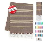 LeStoff Serviette fouta écoresponsable en Coton Bio Labellisée GOTS. Légère et Ultra absorbante. Expédition sous 24-48h. Brown - Gold 95 x 180 cm 121
