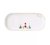 LET IT SNOW Plat service cake rectangulaire creux en porcelaine 34 X15 cm SC