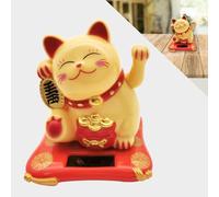 LetCart Chat Porte Bonheur Bonne Chance, Maneki Neko Solar Alimenté Winke Chat Chanceux Chat Sweet, Mini Statue de Chat Japonais, Décor Chanceux pour Voiture/Maison/Bureau (Jaune)