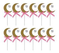 LetCart Golden Moon Star Cake Topper Shiny Glitter Decoration for Wedding Birthday Party Cake Decorations 12Pcs Paper Material 12.6cm Christmas Gifts