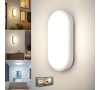 LetGlin LED Plafonnier, 18W 1800LM Lampe Murale Ovale, IP54 Plafonnier Salle de Bain, 3000K/4000K/6000K Applique Murale Intérieur Exterieur de Cave pour Jardin Cave Couloir Balcon, 1 Pièce