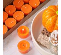 LETINE Lot de 14 bougies chauffe-plat parfumées à la cannelle et citrouille, 6 heures, 100 % cire de palmier