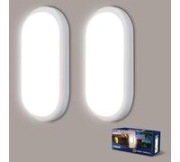 Letlit Plafonnier LED Ovale 2 Pack, 18W 1800LM Applique Murale Intérieure, IP65 Plafonnier Salle de Bain, 4000K LED Lampe Exterieur, Luminaires Intérieur pour Garage Couloir Cave Terrasse Balcon