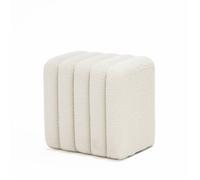 Leto - Pouf rembourré en tissu bouclette - Blanc
