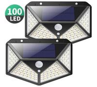 Letouch 2 Pack Lampe Solaire Extérieur 100 led, Détecteur de Mouvement éclairage 270° étanche Puissante 1800mAh sans Fil