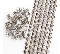 Let's Decorate Bandes de clous de tapissier plaquées nickel fleur de 10 mètres D11mm, bandes de clous décoratives/garnitures de clous, clous pour canapé, accessoire de meubles DIY (H:11mm fleur nickel