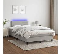 Letto con Lattes LED Grigio Chiaro 120x200 cm Tissuto Contenitore Matrimoniale Contenitore Letto Singolo con Materasso a Molle Insacchettate e Testiera Regolabile 203x120x78/88 cm Comodo e Silenzioso