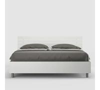 Letto con rete 160x190 testata dritta con doghe bianco frassino Ankel